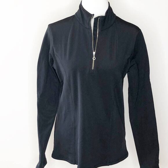 Nils large Black Jacket Robin Heavyweight fleece backed 1/4 zip t-neck wicking - Picture 1 of 6